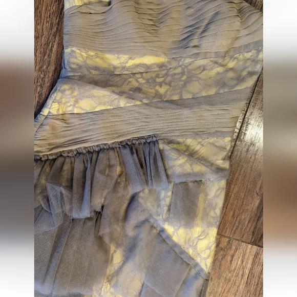 BCBG MaxAzria Runway Sz 2 Tulle Lace Yellow Asymmetric Bodycon Dress Retail $429 - Picture 6 of 16